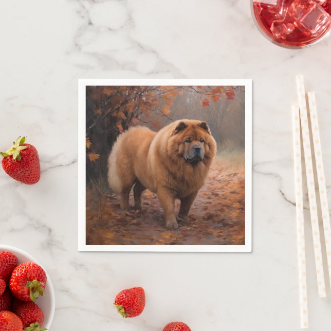 Chow Chow i höstlöv Fall Inspirerar Pappersservett (Insitu)