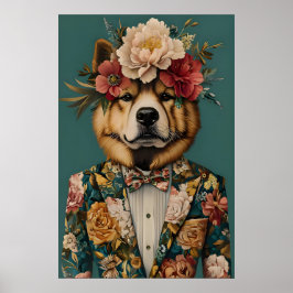 Chow Chow i kostymaffisch, Chow Chow-porträtt, Cho Poster