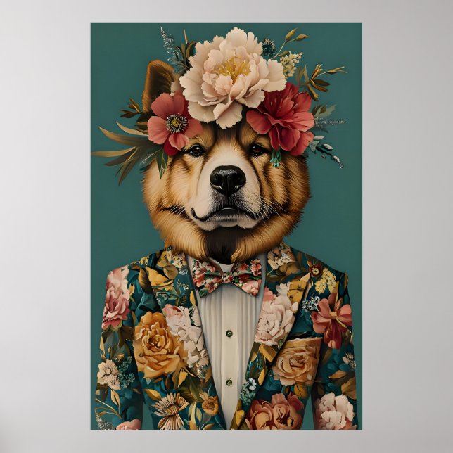 Chow Chow i kostymaffisch, Chow Chow-porträtt, Cho Poster (Framsidan)