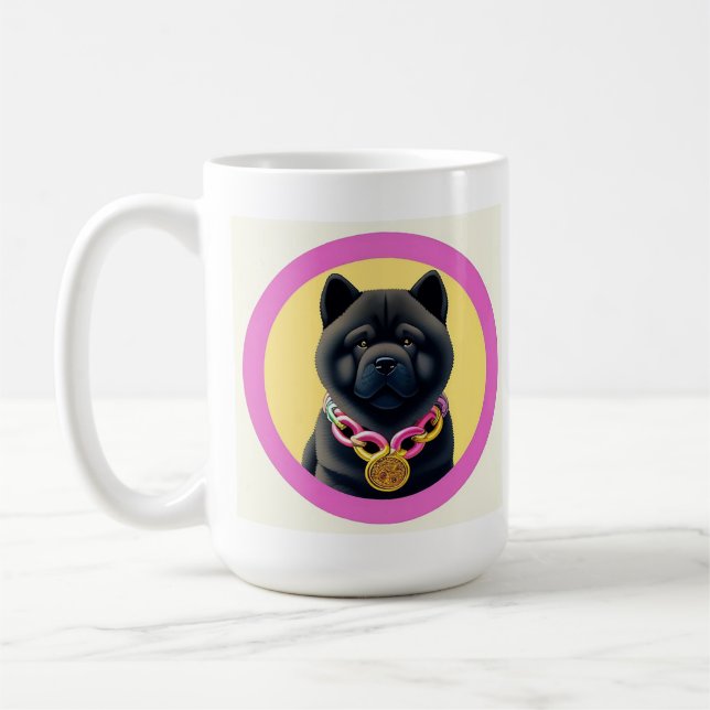 Chow Chow Illustrerad Hundmugg Kaffemugg (Vänster)