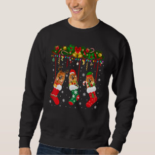 Chow Chow in Sock Julafton Reindeer Santa Elf Hund Lång Ärmad Tröja