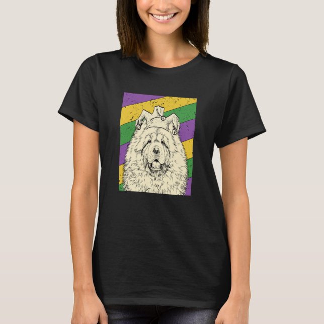 Chow Chow Jester Mardi Gras Dog Mom or Dad T Shirt (Framsida)