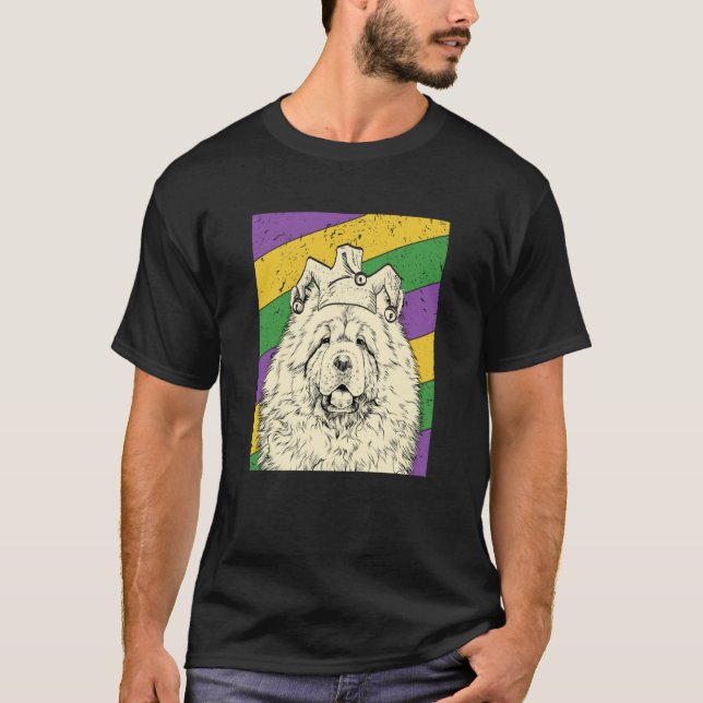 Chow Chow Jester Mardi Gras Dog Mom or Dad T Shirt (Framsida)