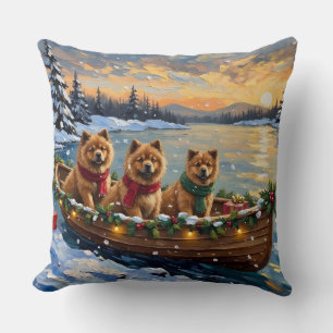 Chow Chow Jul Båt Högtid Kudde