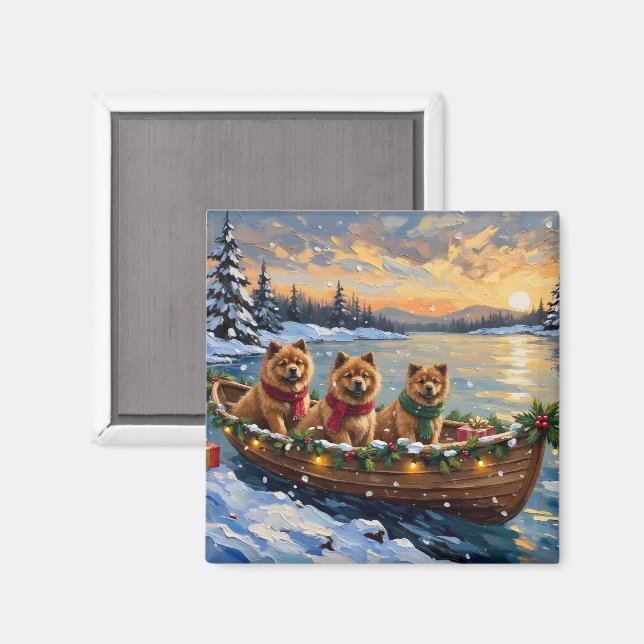 Chow Chow Jul Båt Semester Magnet (Front/Back)
