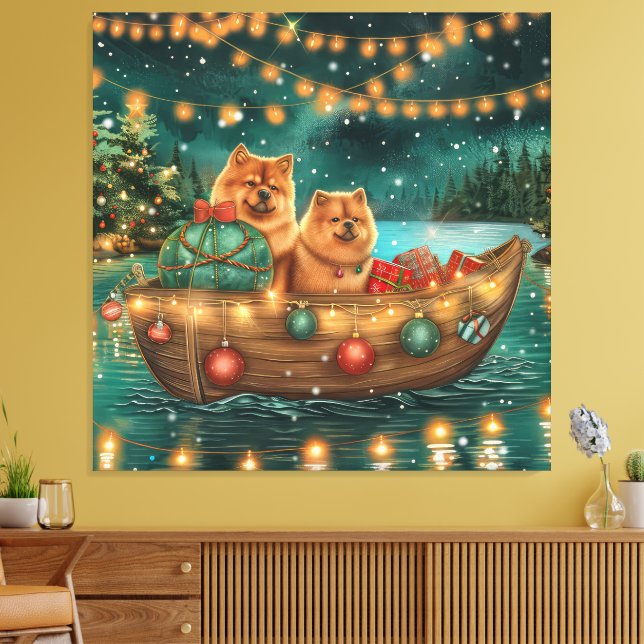 Chow Chow Jul Festlig resa Canvastryck (Insitu (Vardagsrum))