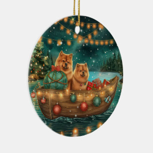 Chow Chow Jul Firande Resa Julgransprydnad Keramik