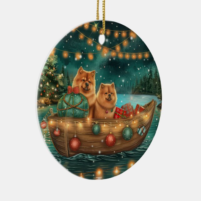 Chow Chow Jul Firande Resa Julgransprydnad Keramik (Höger)