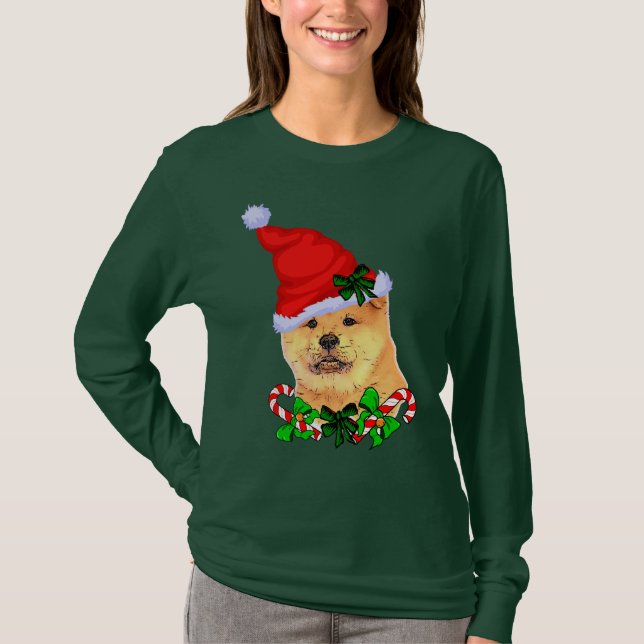 Chow Chow jul Merry T Shirt (Framsida)