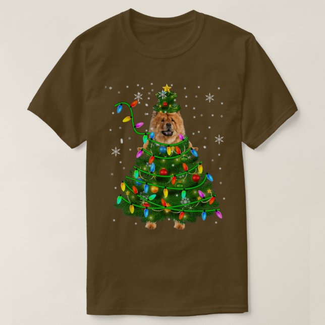 Chow Chow Julgran jul Ljus Chow Cho T Shirt (Design framsida)