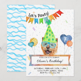 Chow Chow Låter Pawty Hund Födelsedagsfest Inbjudningar