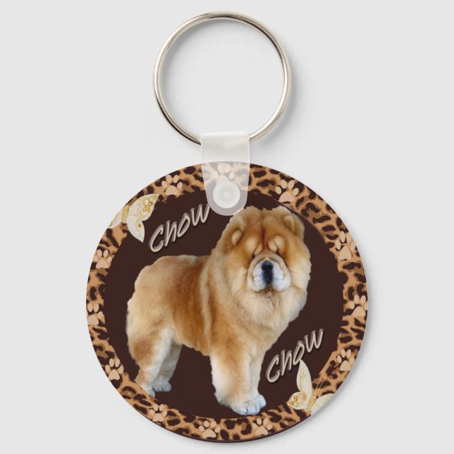 Chow Chow Leopard med Pawprint Nyckelring (Framsida)