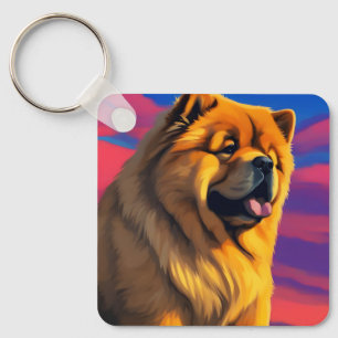 Chow Chow-målning Nyckelring