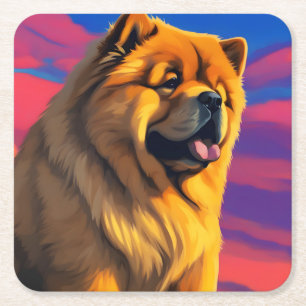 Chow Chow-målning Underlägg Papper Kvadrat