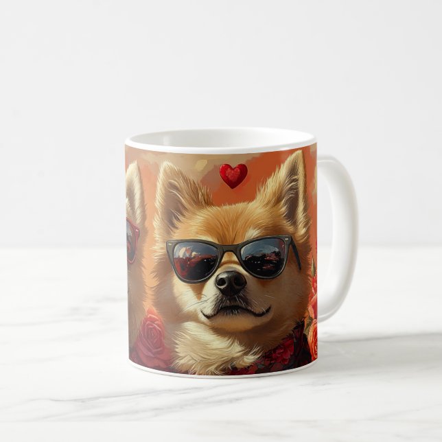 Chow Chow med hjärtrusor Alla hjärtans dag  Kaffemugg (Framsida höger)