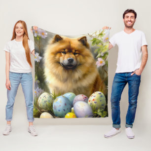 Chow Chow med påskägg semester Fleecefilt
