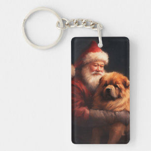 Chow Chow med tomte festlig jul