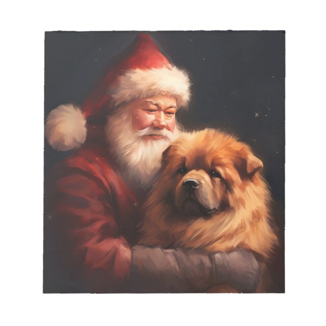 Chow Chow Med Tomte Festlig Jul Anteckningsblock (Framsida)
