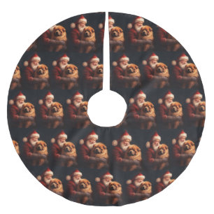 Chow Chow Med Tomte Festlig Jul Julgransmatta Borstad Polyester