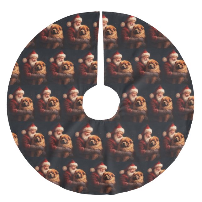Chow Chow Med Tomte Festlig Jul Julgransmatta Borstad Polyester (Framsidan)