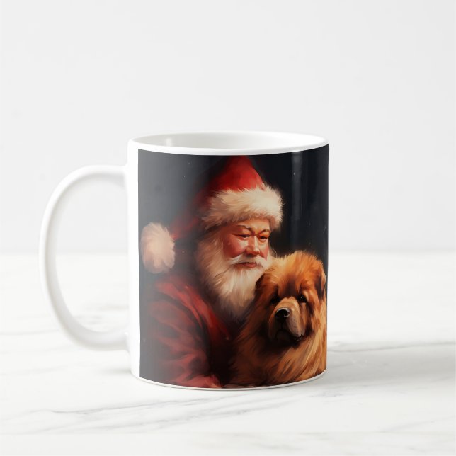Chow Chow Med Tomte Festlig Jul Kaffemugg (Vänster)