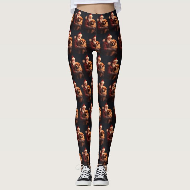 Chow Chow med tomte festlig jul  Leggings (Framsida)
