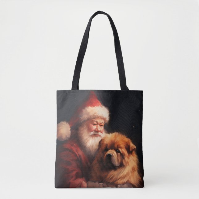 Chow Chow med tomte festlig jul  Tygkasse (Framsida)