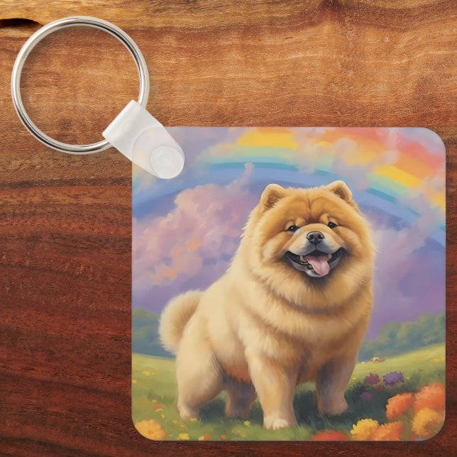 Chow Chow Memorial Anpassningsbar Hund Rainbow Bri Nyckelring (Framsida)