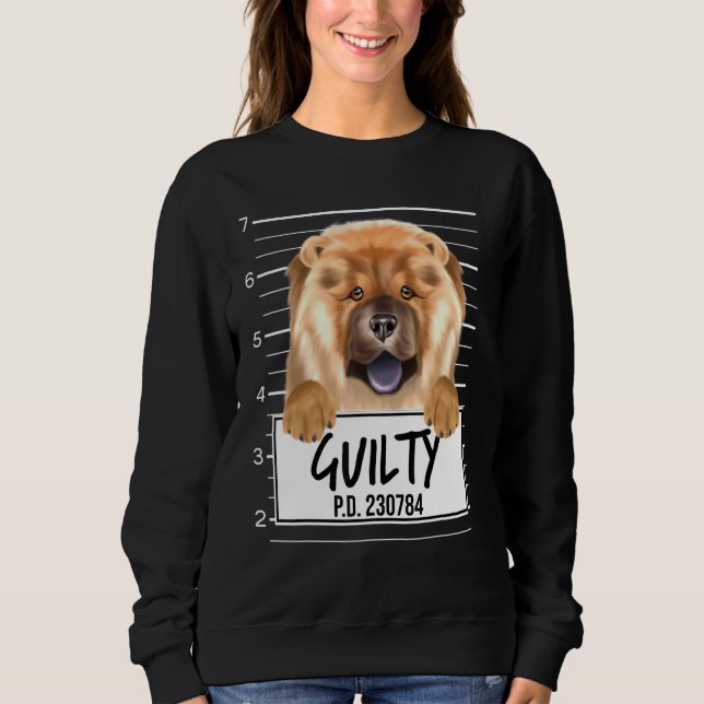 Chow Chow Mugshot Guilty Hund T Shirt (Framsida)