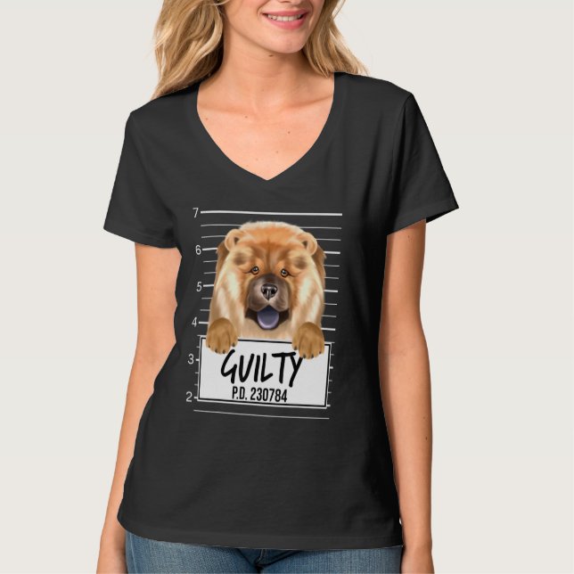 Chow Chow Mugshot Guilty Hund T Shirt (Framsida)