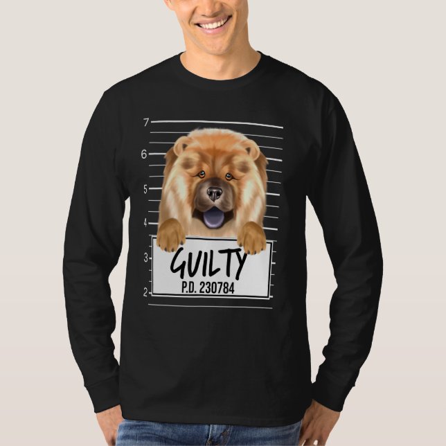 Chow Chow Mugshot Guilty Hund T Shirt (Framsida)