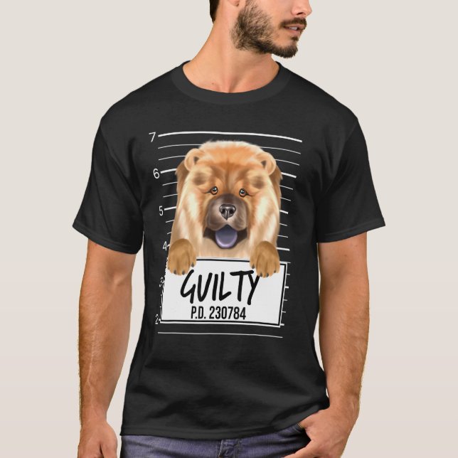 Chow Chow Mugshot Guilty Hund T Shirt (Framsida)