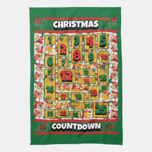 Chow Chow Nedräkning Jul Adventskalender Hund Kökshandduk
