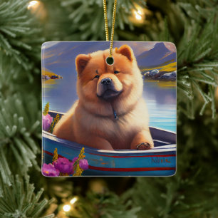Chow Chow på en åra: Ett naturskönt äventyr Julgransprydnad Keramik