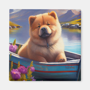 Chow Chow på en paddel: Ett naturskönt äventyr Magnet