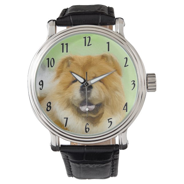 Chow Chow Painting - Cute Original Hund Art Armbandsur (Framsida)