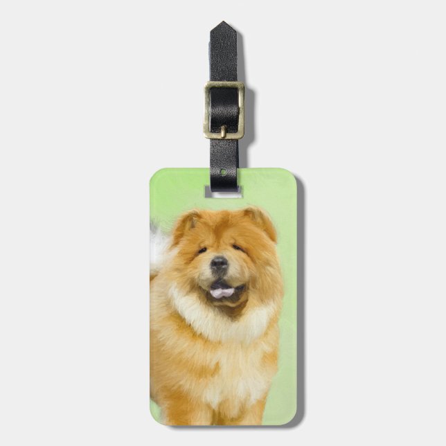 Chow Chow Painting - Cute Original Hund Art Bagagebricka (Vertikal Framsida)