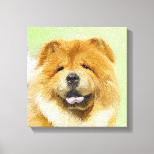 Chow Chow Painting - Cute Original Hund Art Canvastryck (Framsida)