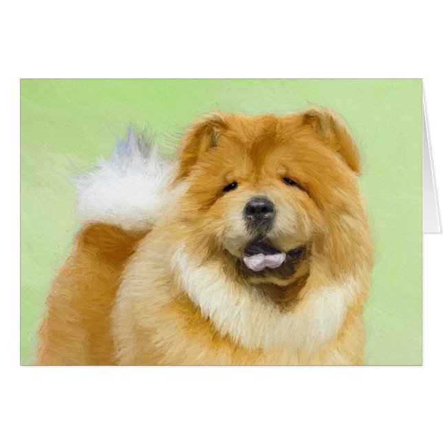 Chow Chow Painting - Cute Original Hund Art Hälsningskort (Framsidan Horizontal)
