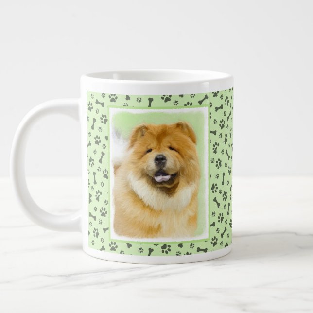 Chow Chow Painting - Cute Original Hund Art Jumbo Mugg (Vänster)