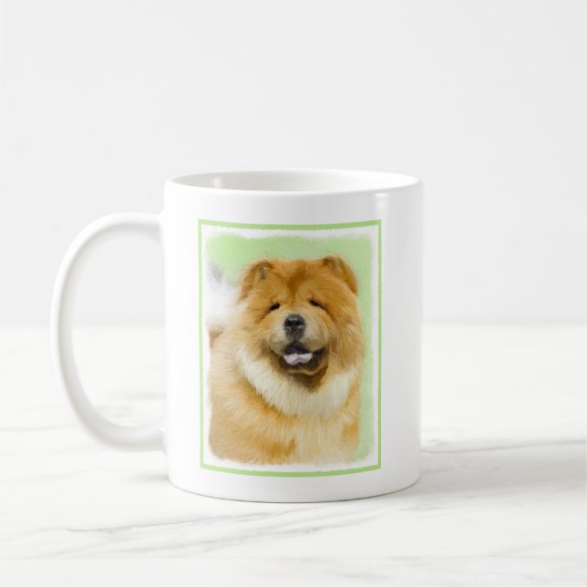 Chow Chow Painting - Cute Original Hund Art Kaffemugg (Vänster)