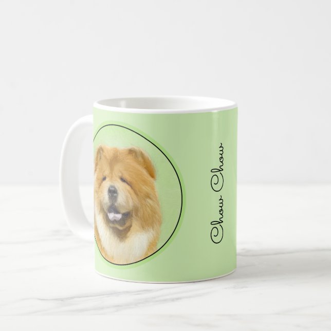 Chow Chow Painting - Cute Original Hund Art Kaffemugg (Framsida vänster)
