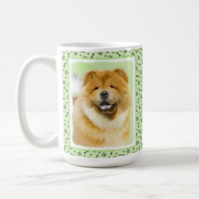 Chow Chow Painting - Cute Original Hund Art Kaffemugg (Vänster)