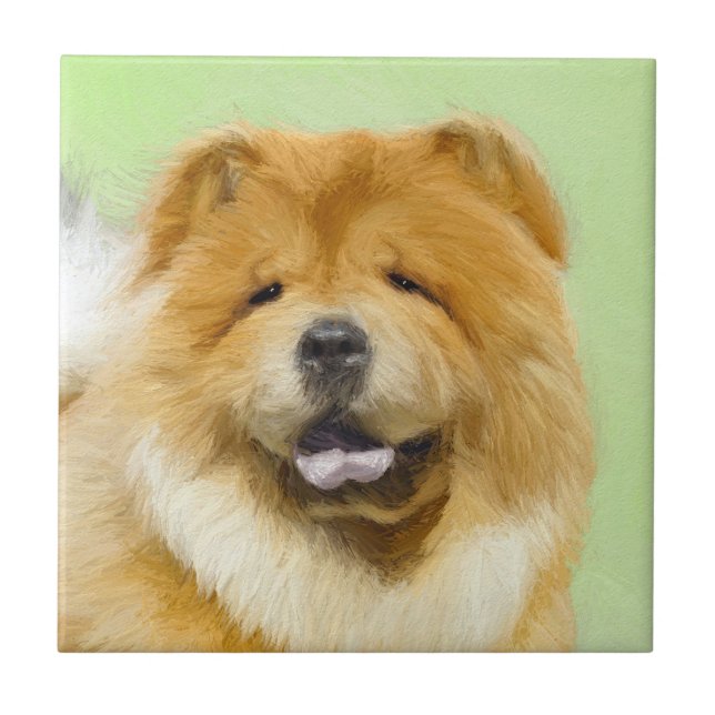 Chow Chow Painting - Cute Original Hund Art Kakelplatta (Framsidan)