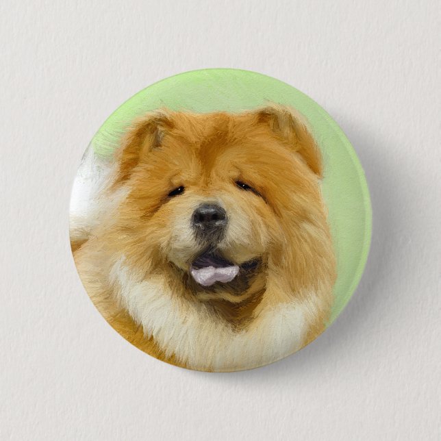 Chow Chow Painting - Cute Original Hund Art Knapp (Framsida)