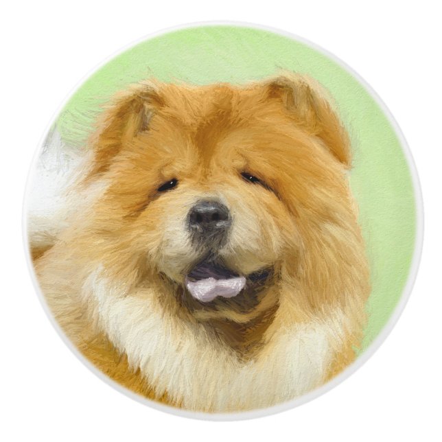 Chow Chow Painting - Cute Original Hund Art Knopp (Framsidan)