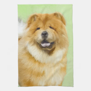 Chow Chow Painting - Cute Original Hund Art Kökshandduk