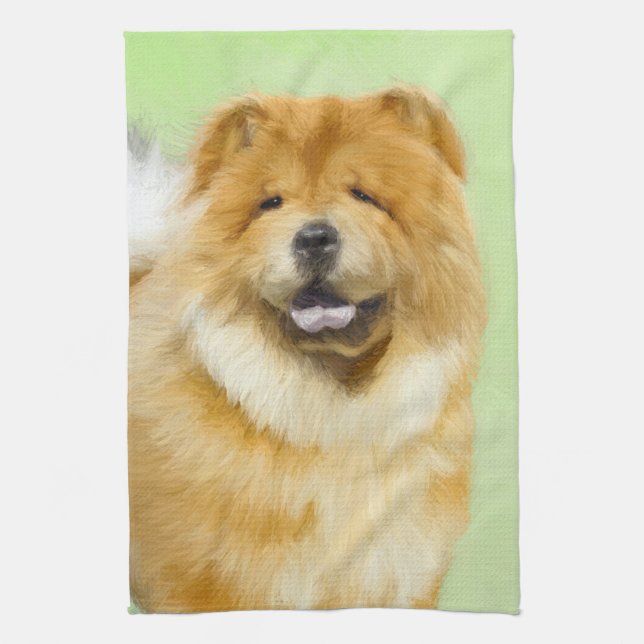 Chow Chow Painting - Cute Original Hund Art Kökshandduk (Vertikal)