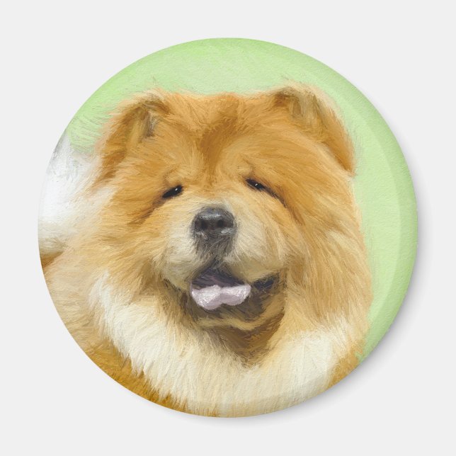Chow Chow Painting - Cute Original Hund Art Magnet (Framsidan)