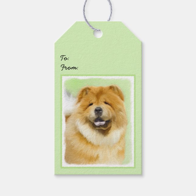 Chow Chow Painting - Cute Original Hund Art Presentetikett (Framsidan)